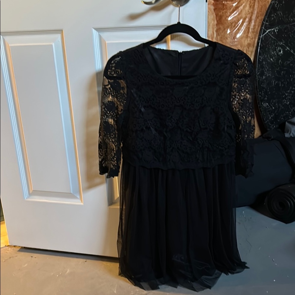 Black Lace and Chiffon Dress